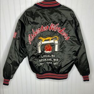 Black Embroidered Union Bomber Jacket Size Large